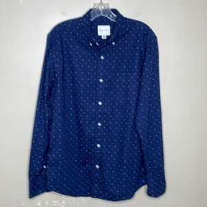 AMERICAN EAGLE Button Down Shirt Blue Micro Dot Cotton Work Casual Medium